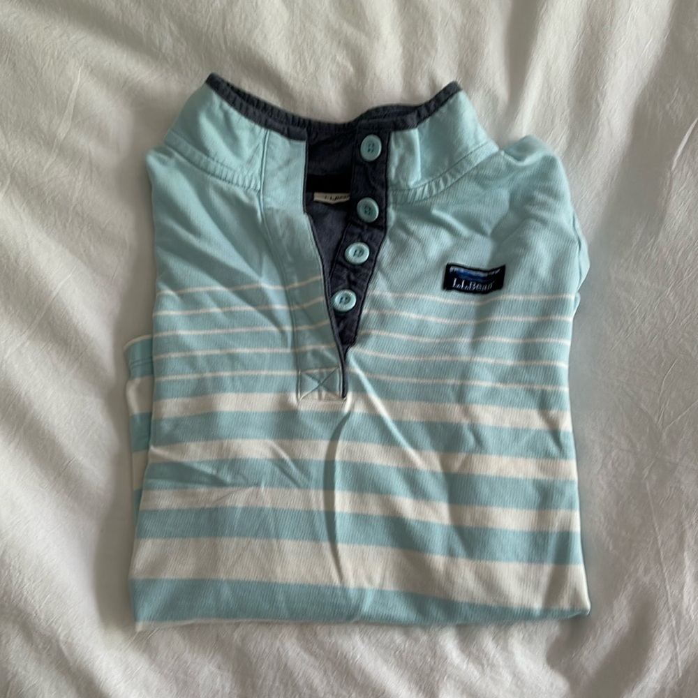 L.L. Bean teal stripe pullover